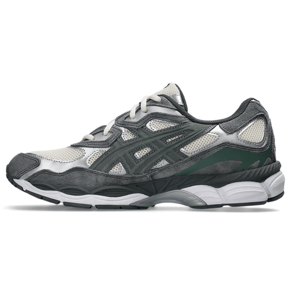 ASICS GEL-NYC Cream Steel Grey sneakers on feet Dubai