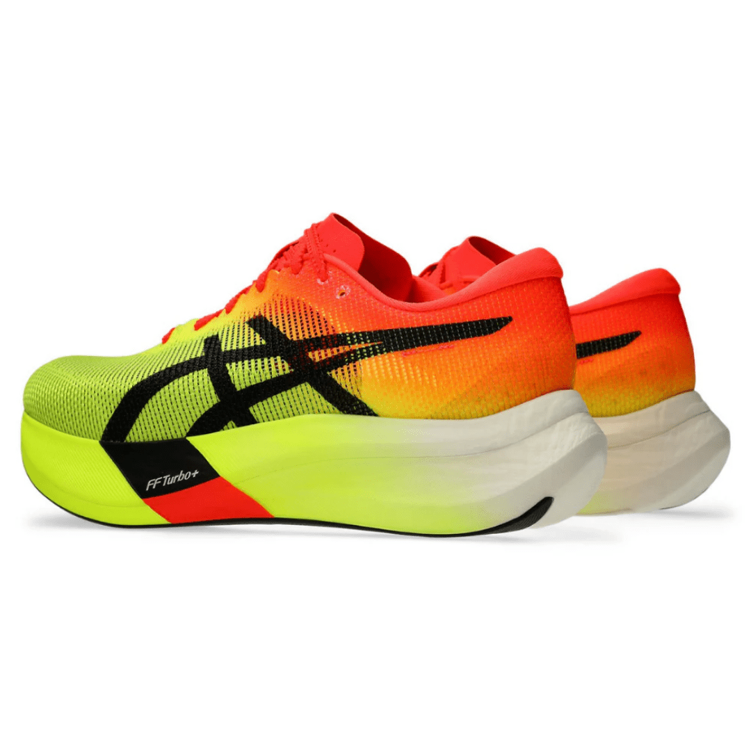 ASICS Mestaspeed Ededge Paris Safety Yellow Black sneakers on feet Dubai