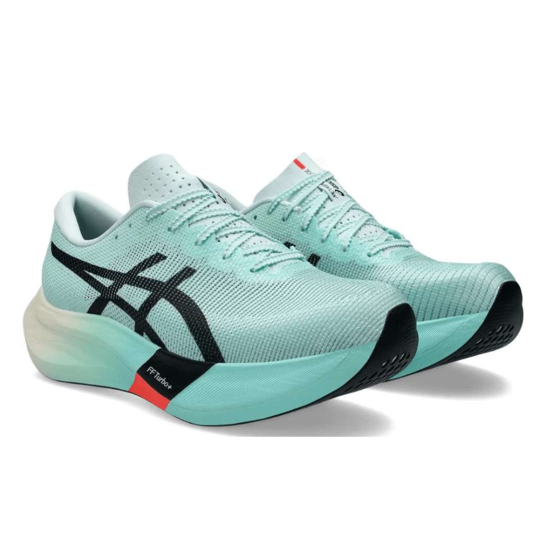 ASICS Metaspeed Edge Paris Illuminate Mint Black running shoes heel view