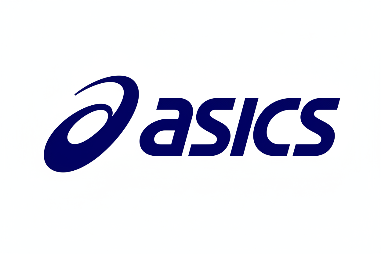 ASICS logo on a grid background