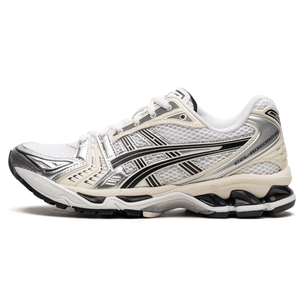 ASICS Gel-Kayano 14 White Midnight sneakers on feet Dubai
