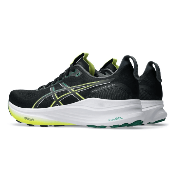 ASICS Gel-Kayano 32 Black Jasper Green sneakers on feet Dubai