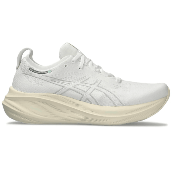ASICS Gel-Nimbus 26 White Off White running shoes side profile
