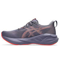 ASICS Novablast 5 Greyish Purple Coral Reef running shoes on feet Dubai
