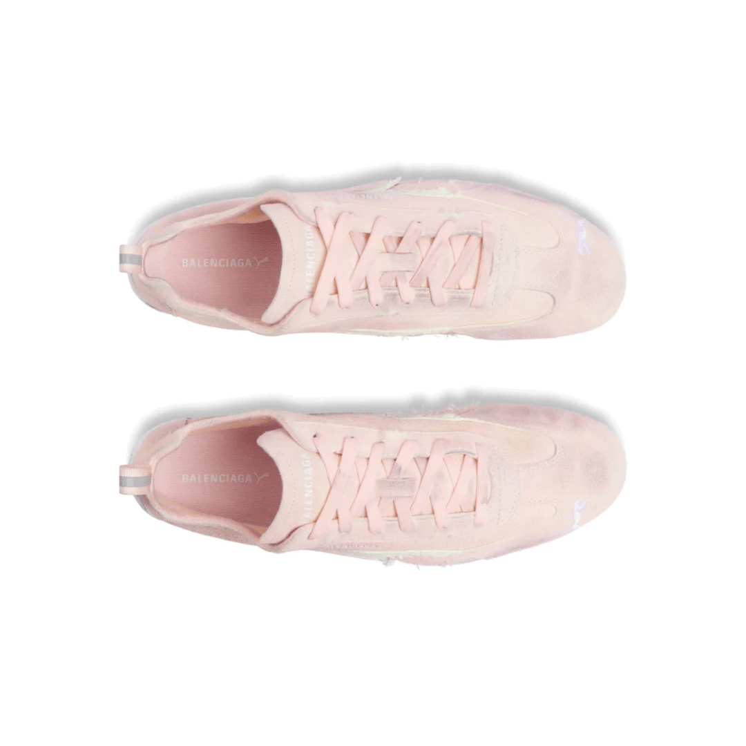 Balenciaga x Puma Speedcat Suede Pink White sneakers upper detail