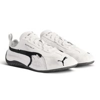 Balenciaga x Puma Speedcat Suede White Black sneakers on feet Dubai