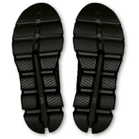 Black sandal sole with brand logo on a white background