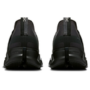 Black slip-on shoes with brand logo on a white background