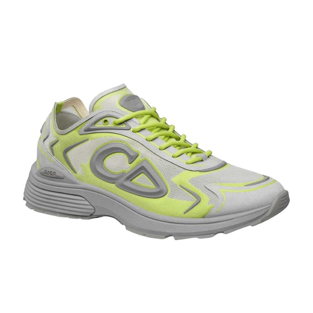 Dior B30 Countdown Tech Sneaker "Gray and Green" upper detail