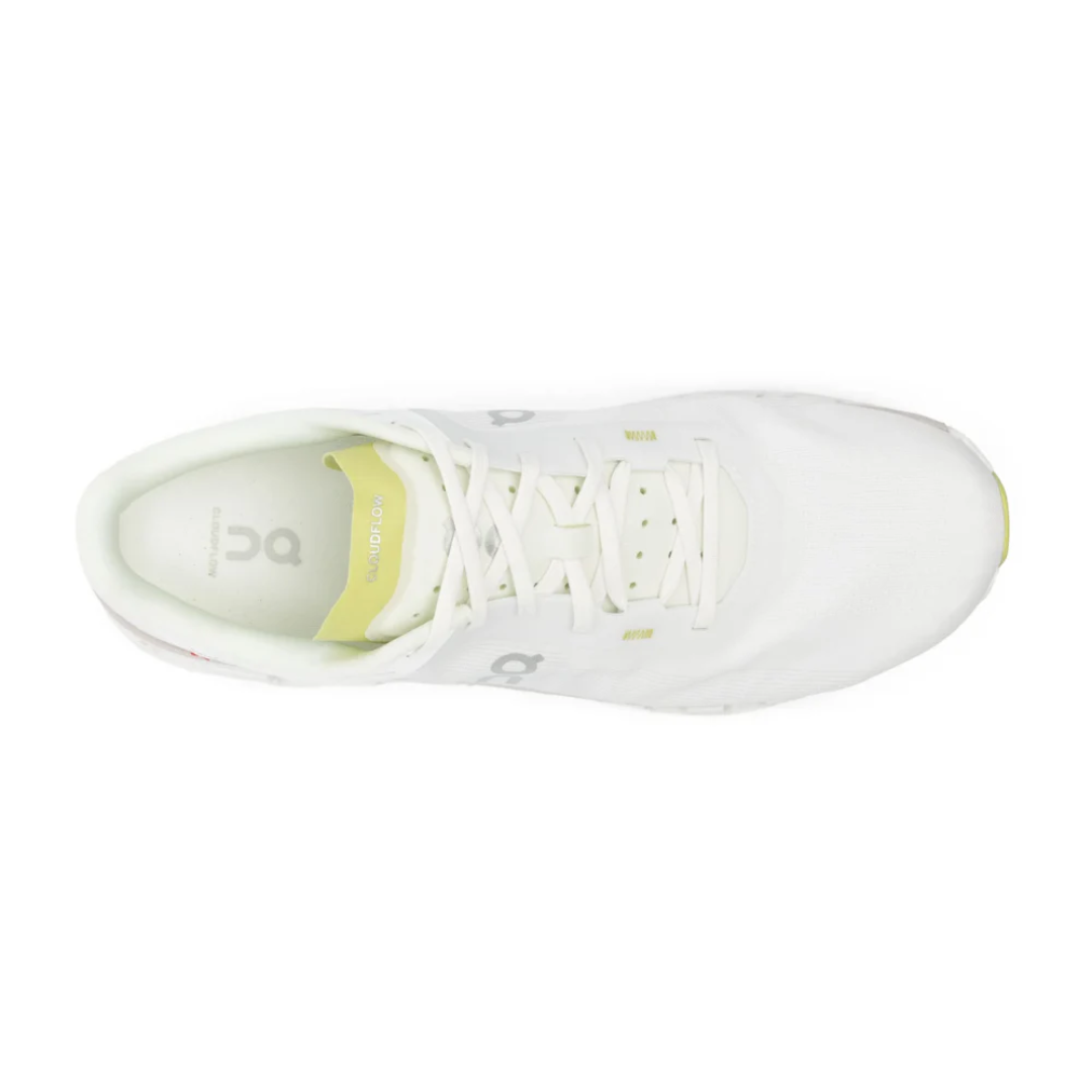 Cloudflow 4 White Sand Beige Lime Green heel view
