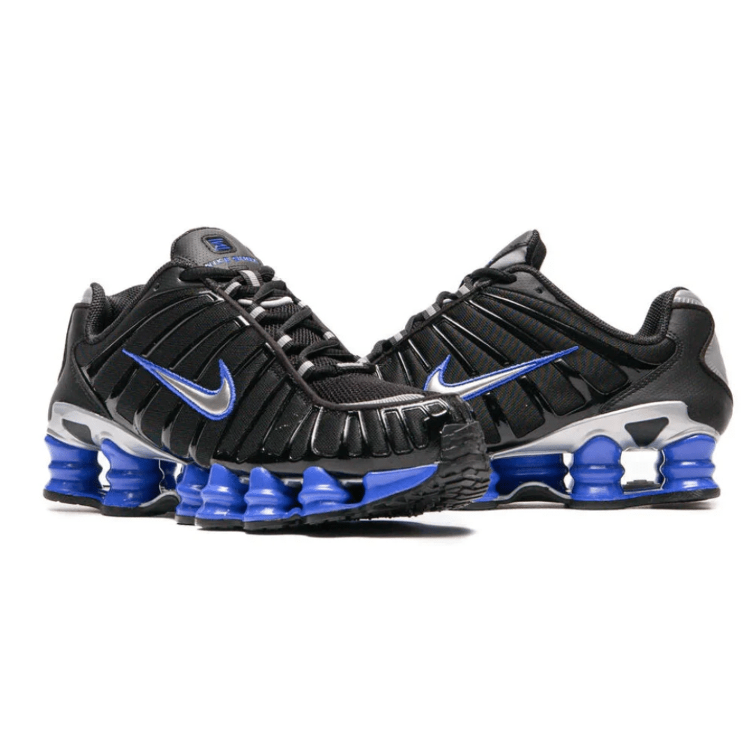 Nike Shox TL Black Racer Blue sneakers heel view