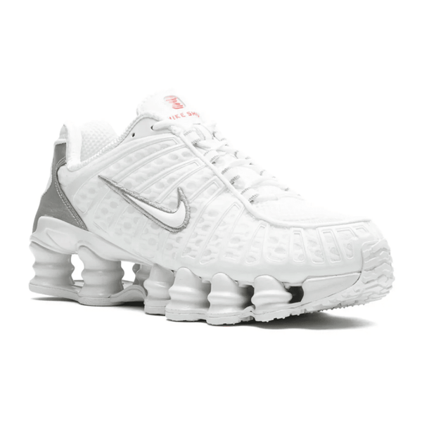 Nike Shox TL White sneakers on feet Dubai