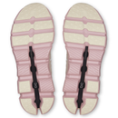 Pair of pink sandals with white soles on a white background