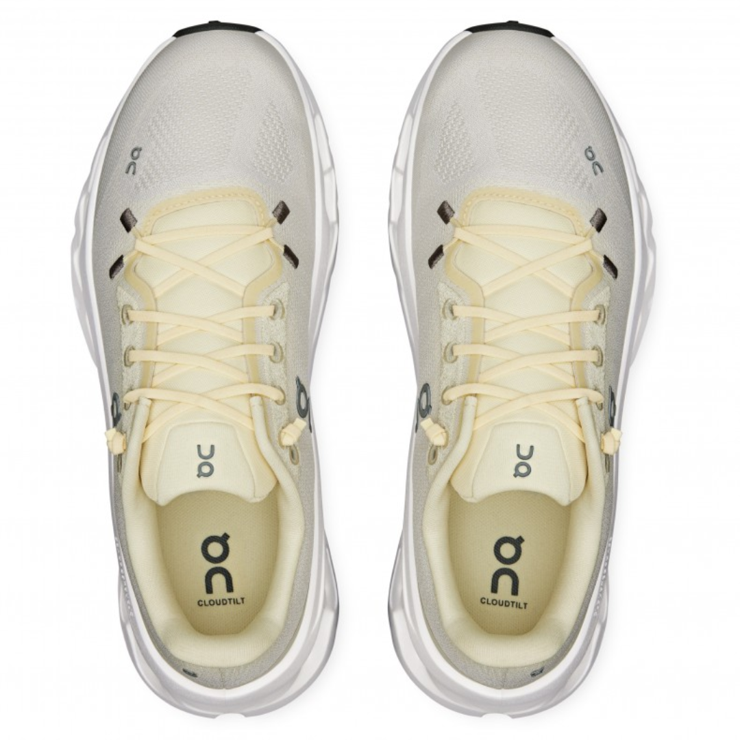 Front view of On Cloudtilt Castor Pearl walking shoes