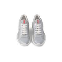 Prada America’s Cup Chunky-Sole Lace-Up Light Grey sneakers heel view