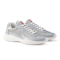 Prada America’s Cup Chunky-Sole Lace-Up Light Grey sneakers on feet Dubai