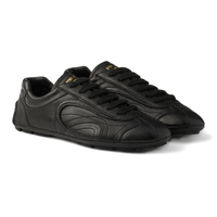 Prada Montecarlo Re-edition 2005 Antiqued Nappa Leather Sneakers Black upper detail