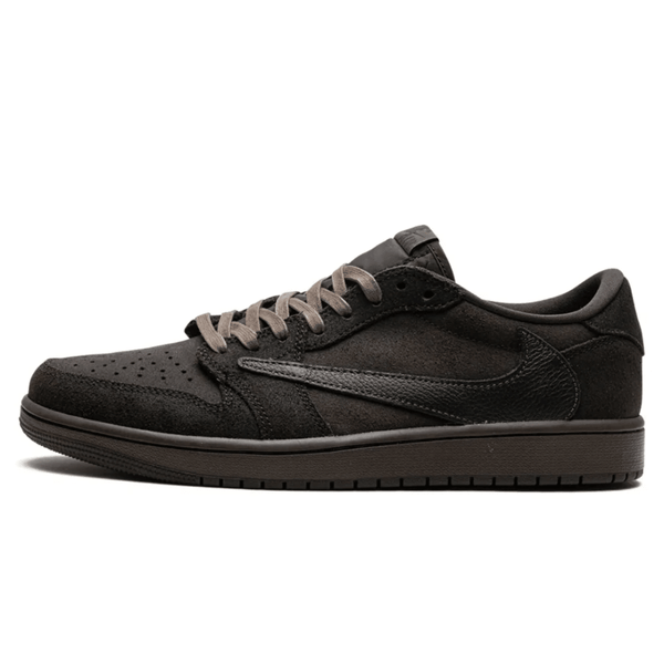 Travis Scott x Air Jordan 1 Low OG Velvet Brown on feet Dubai