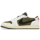 Travis Scott x Nike Air Jordan 1 Retro Low OG SP Reverse Olive Medium Olive sneakers on feet Dubai
