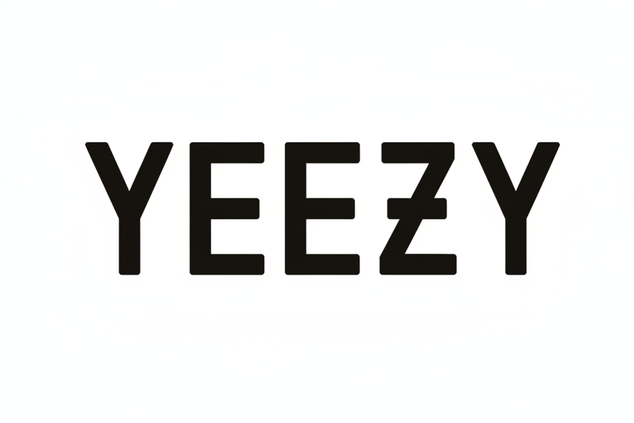 Black 'YEEZY' text on a grid background